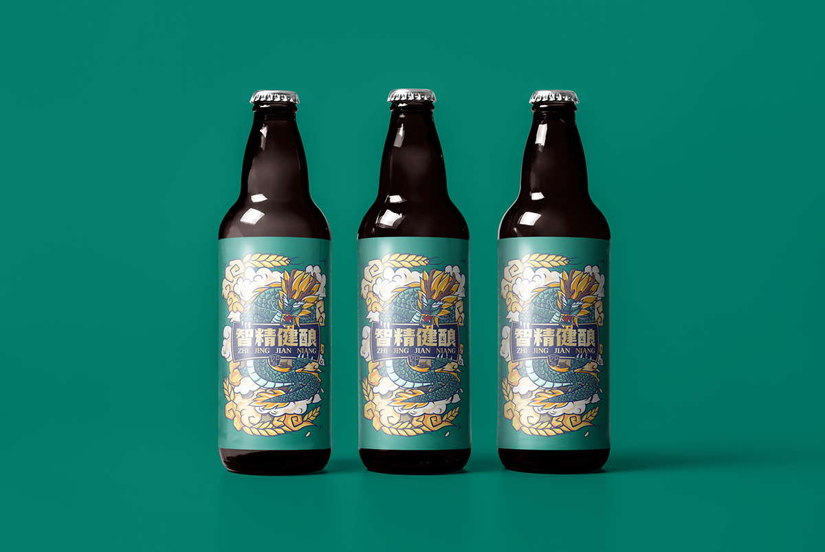 精酿啤酒品牌logo设计-啤酒包装设计及品牌设计-智精健酿包装设计